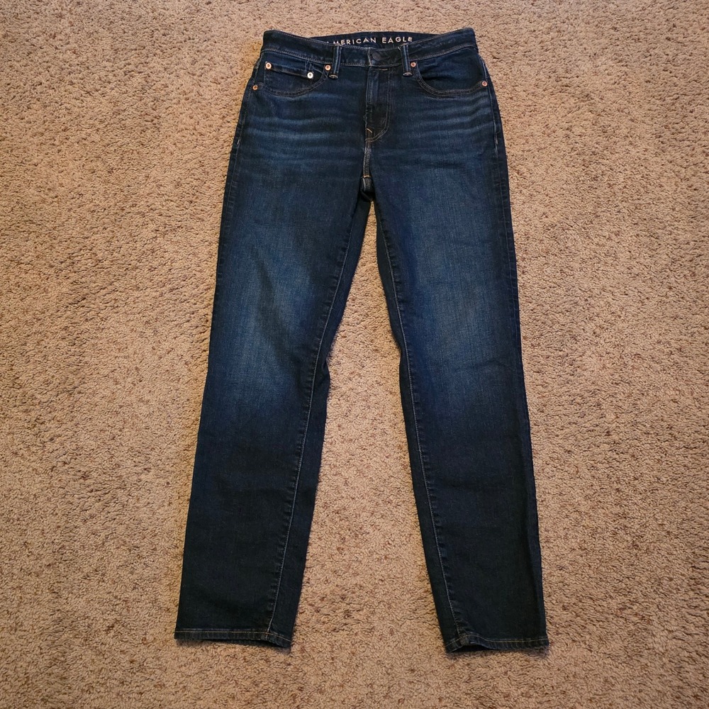 American Eagle Airflex+ Mens Slim Straight Dark Wash Blue Jeans 30x34